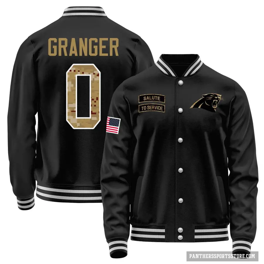 Youth ＃0 Colin Granger Carolina Panthers Black Salute to Service Sideline Performance Jacket