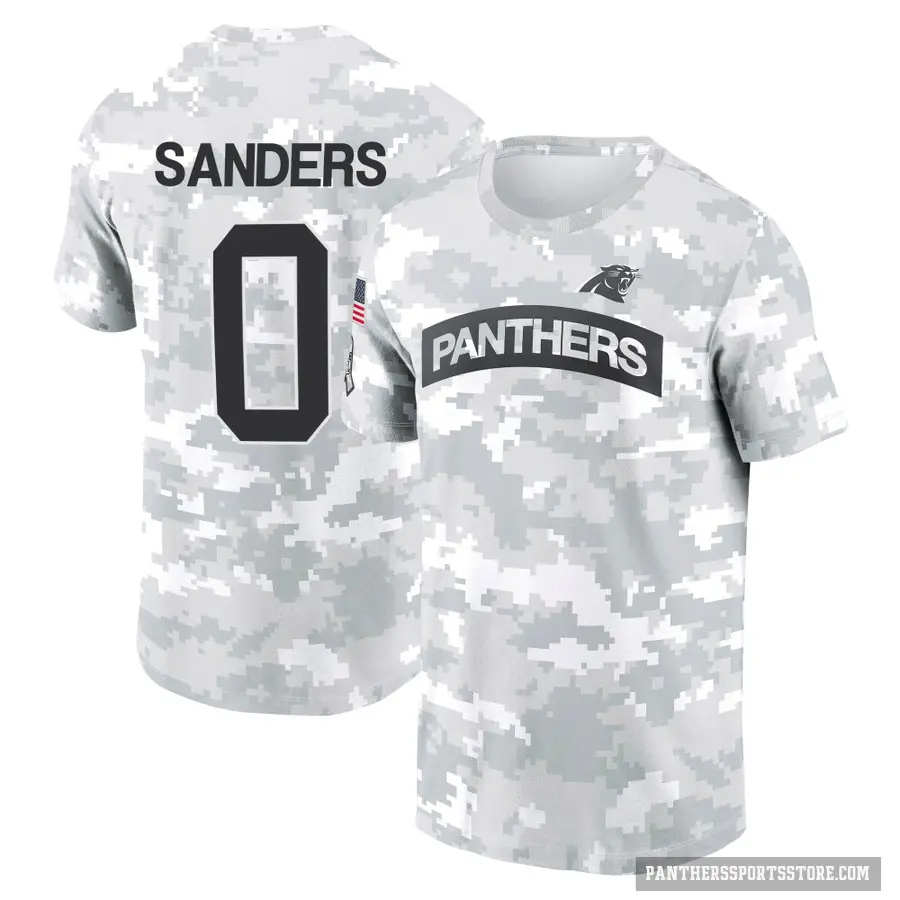 Youth ＃0 Ja'Tavion Sanders Carolina Panthers Camo Arctic 2024 Salute to Service Performance T-Shirt