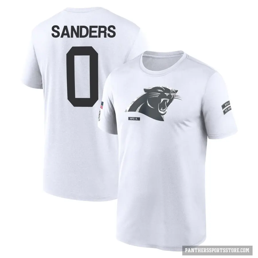 Youth ＃0 Ja'Tavion Sanders Carolina Panthers White 2024 Salute to Service Performance T-Shirt