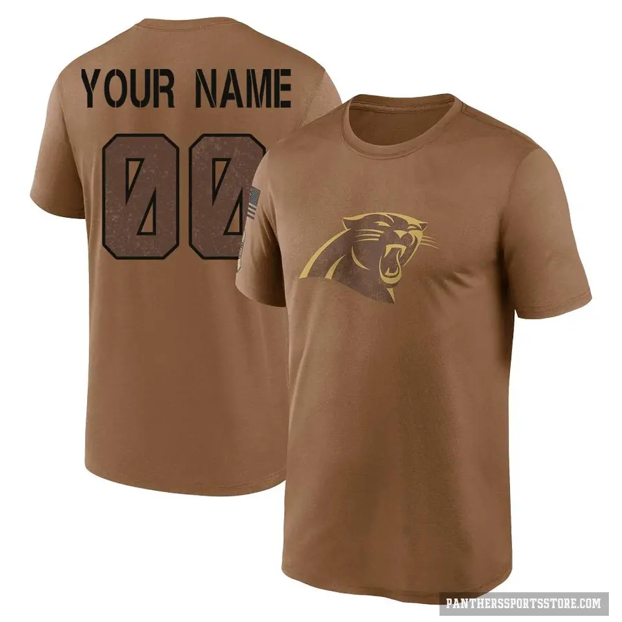 Youth ＃00 Custom Carolina Panthers Brown 2023 Salute To Service Performance T-Shirt