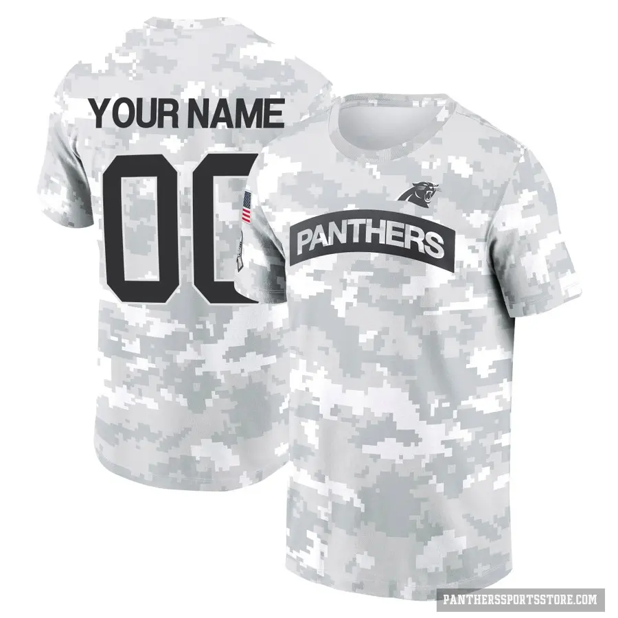 Youth ＃00 Custom Carolina Panthers Camo Arctic 2024 Salute to Service Performance T-Shirt