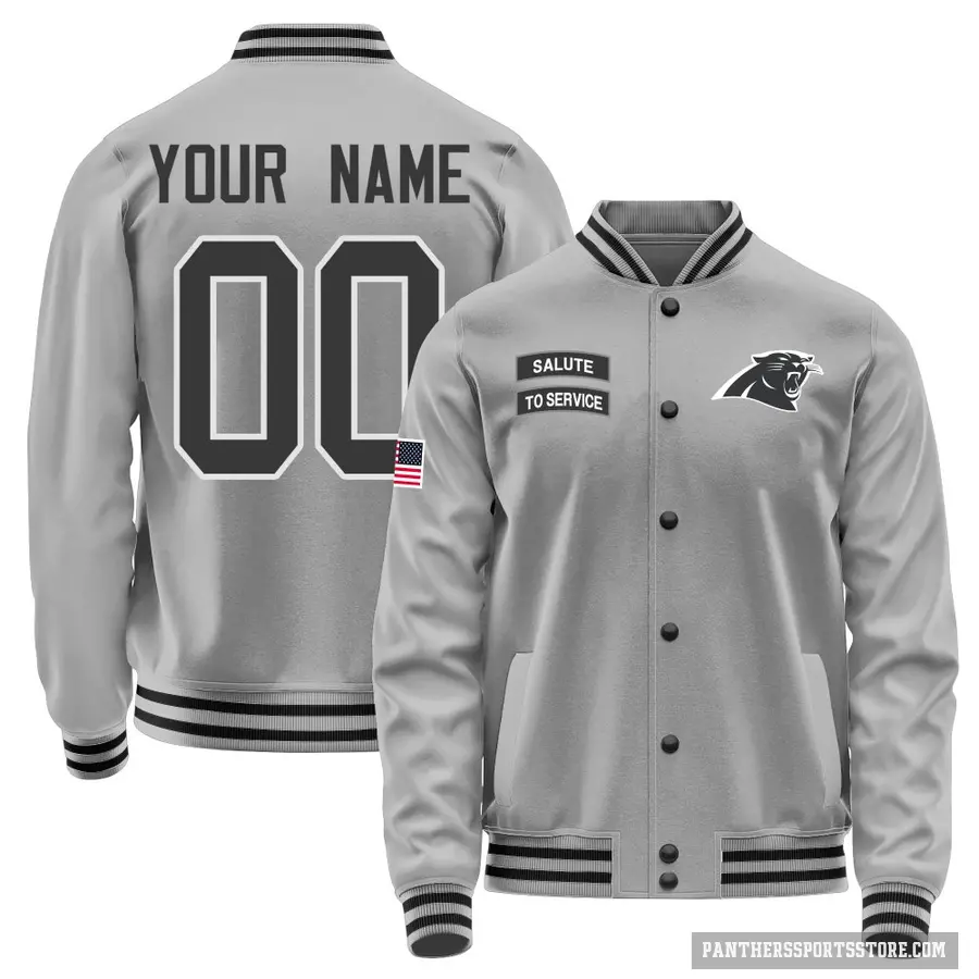 Youth ＃00 Custom Carolina Panthers Gray Salute to Service Performance Jacket