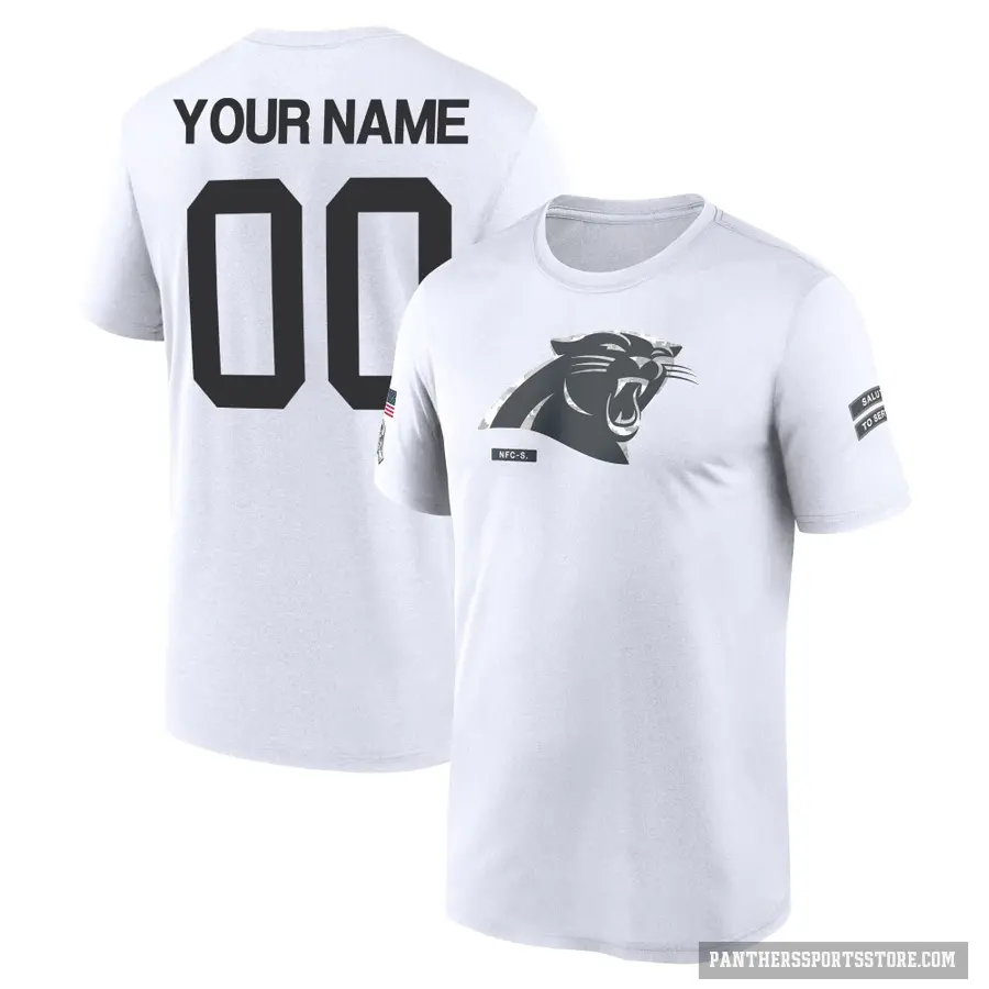 Youth ＃00 Custom Carolina Panthers White 2024 Salute to Service Performance T-Shirt