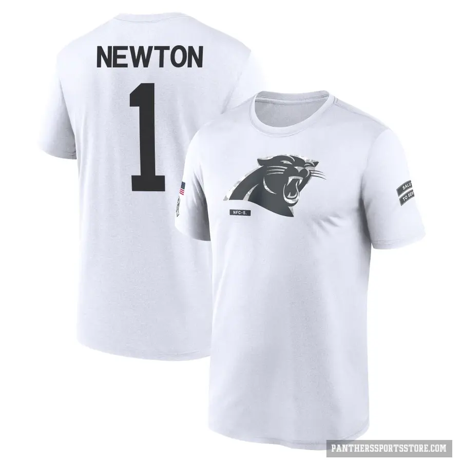 Youth ＃1 Cam Newton Carolina Panthers White 2024 Salute to Service Performance T-Shirt