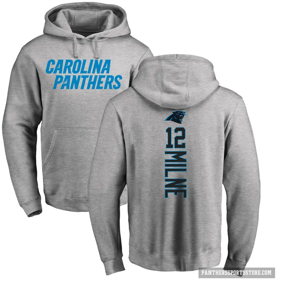Youth ＃12 Dax Milne Carolina Panthers Pro Line Ash Backer Pullover Hoodie