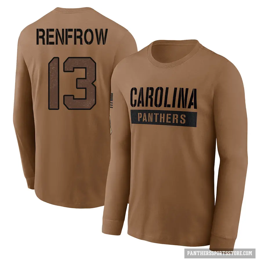 Youth ＃13 Hunter Renfrow Carolina Panthers Brown 2023 Salute To Service Long Sleeve T-Shirt