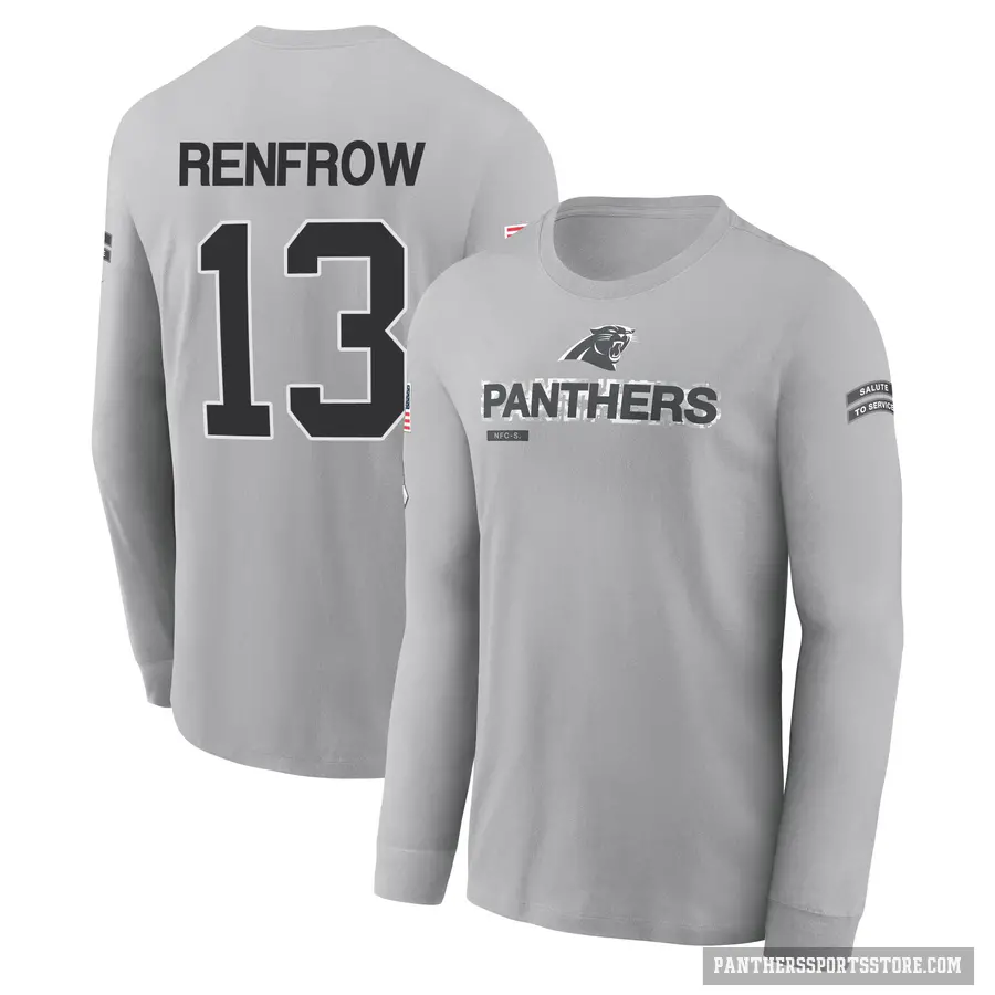 Youth ＃13 Hunter Renfrow Carolina Panthers Gray 2024 Salute to Service Long Sleeve T-Shirt