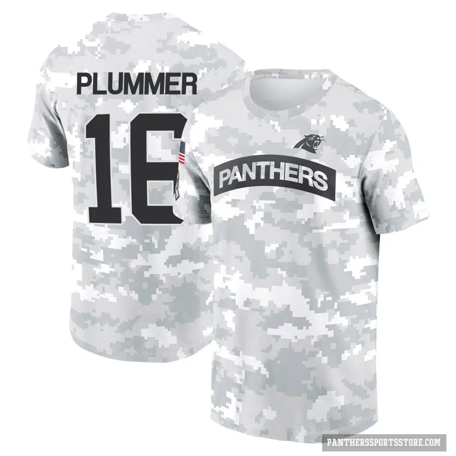 Youth ＃16 Jack Plummer Carolina Panthers Camo Arctic 2024 Salute to Service Performance T-Shirt