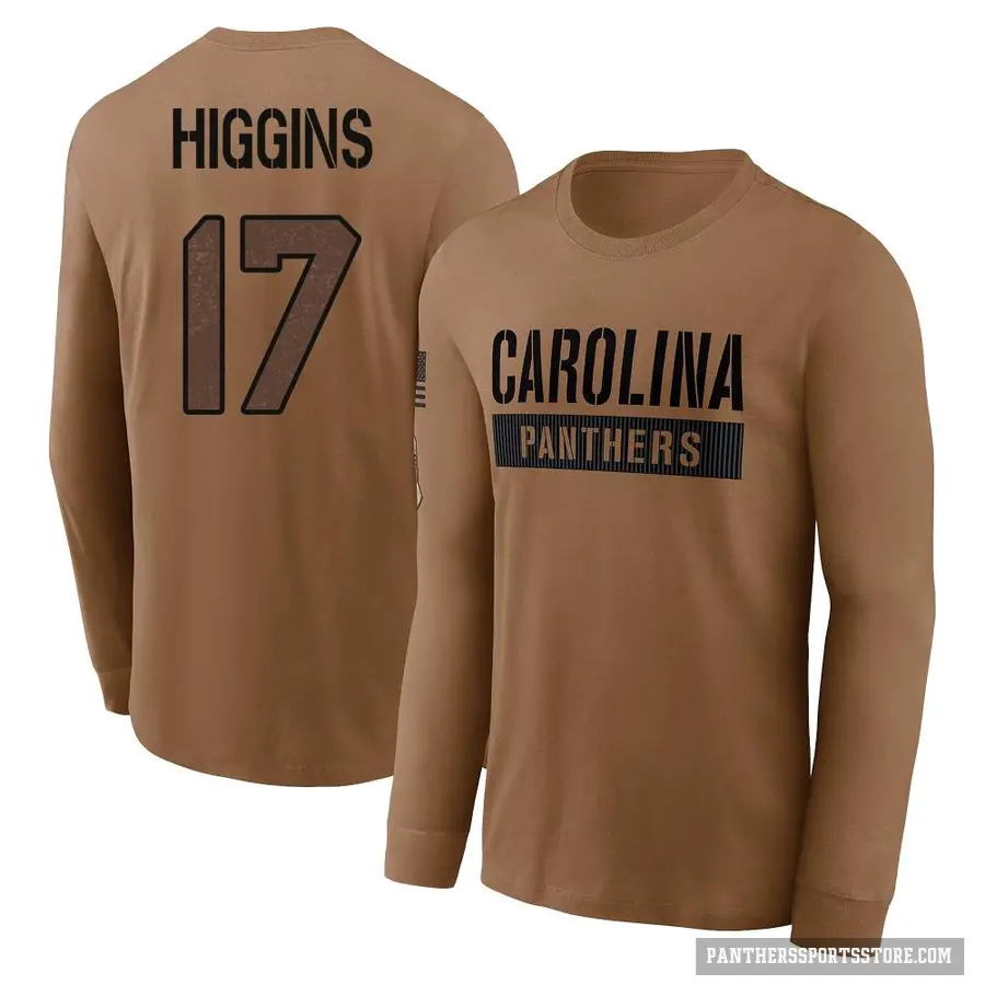 Youth ＃17 Rashard Higgins Carolina Panthers Brown 2023 Salute To Service Long Sleeve T-Shirt
