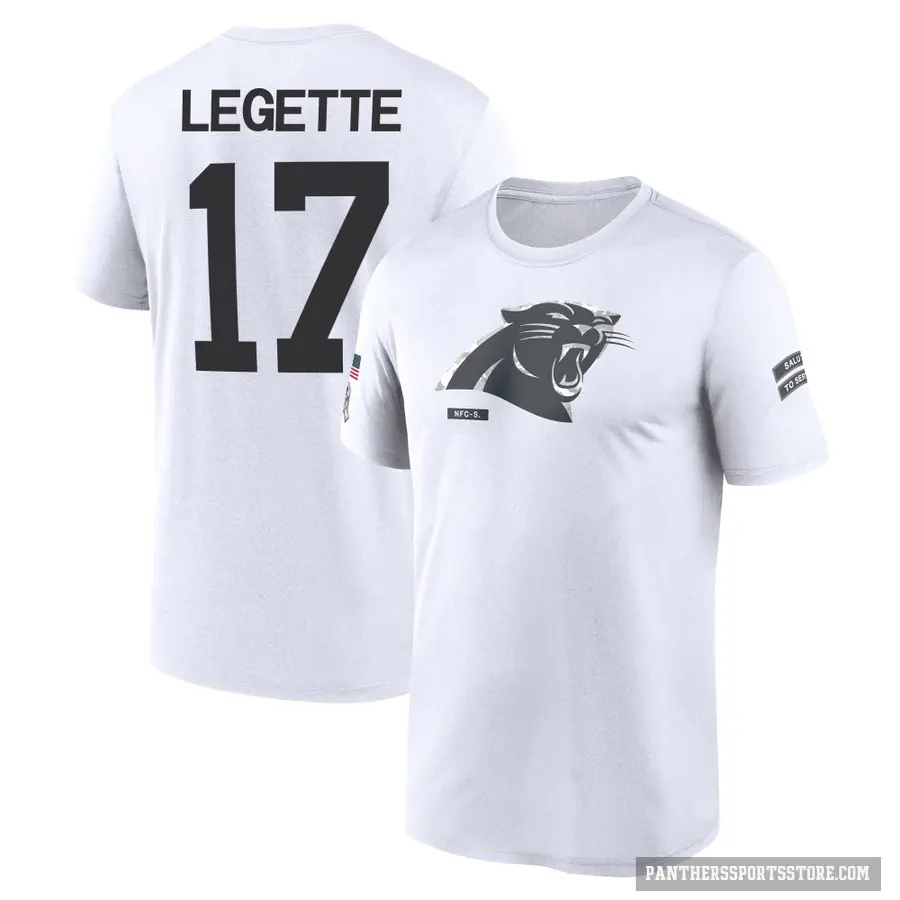 Youth ＃17 Xavier Legette Carolina Panthers White 2024 Salute to Service Performance T-Shirt