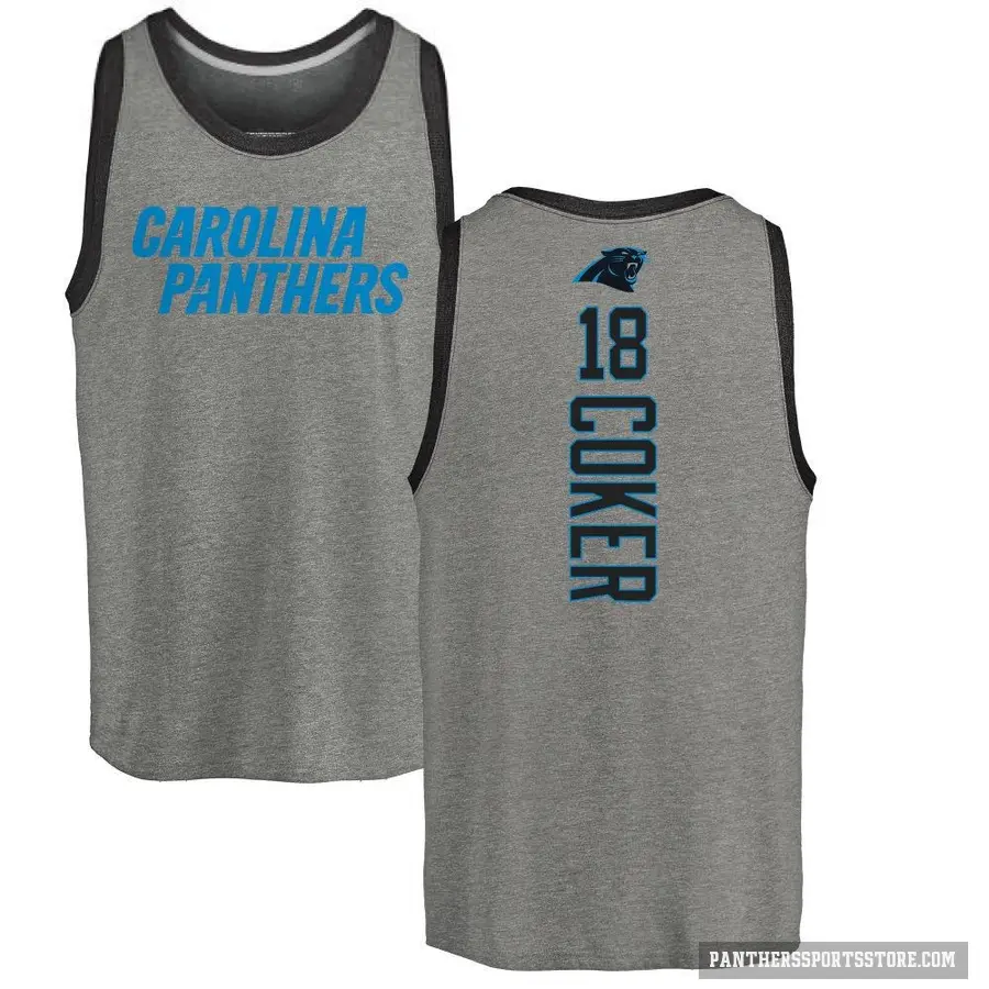 Youth ＃18 Jalen Coker Carolina Panthers Ash Backer Tank Top