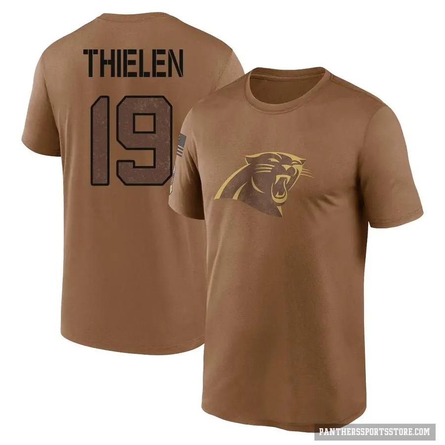 Youth ＃19 Adam Thielen Carolina Panthers Brown 2023 Salute To Service Performance T-Shirt