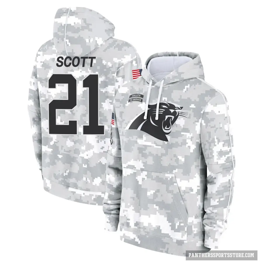 Youth ＃21 Nick Scott Carolina Panthers Arctic Camo 2024 Salute to Service Club Fleece Pullover Hoodie