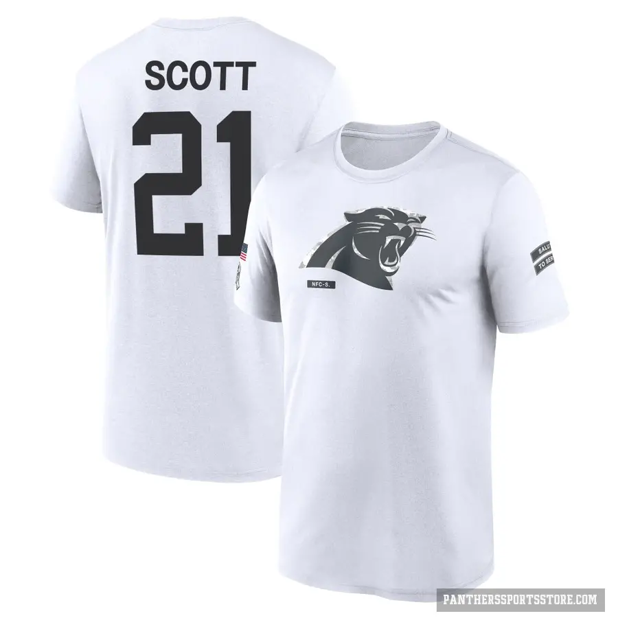 Youth ＃21 Nick Scott Carolina Panthers White 2024 Salute to Service Performance T-Shirt