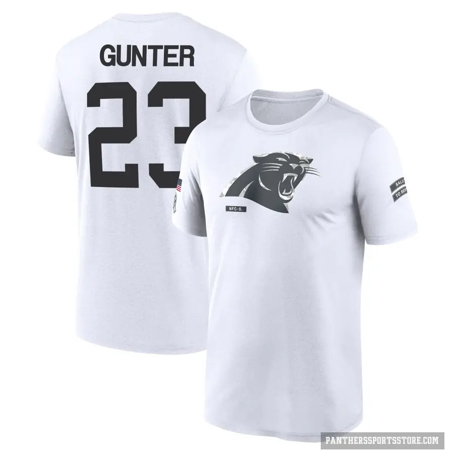 Youth ＃23 Ladarius Gunter Carolina Panthers White 2024 Salute to Service Performance T-Shirt