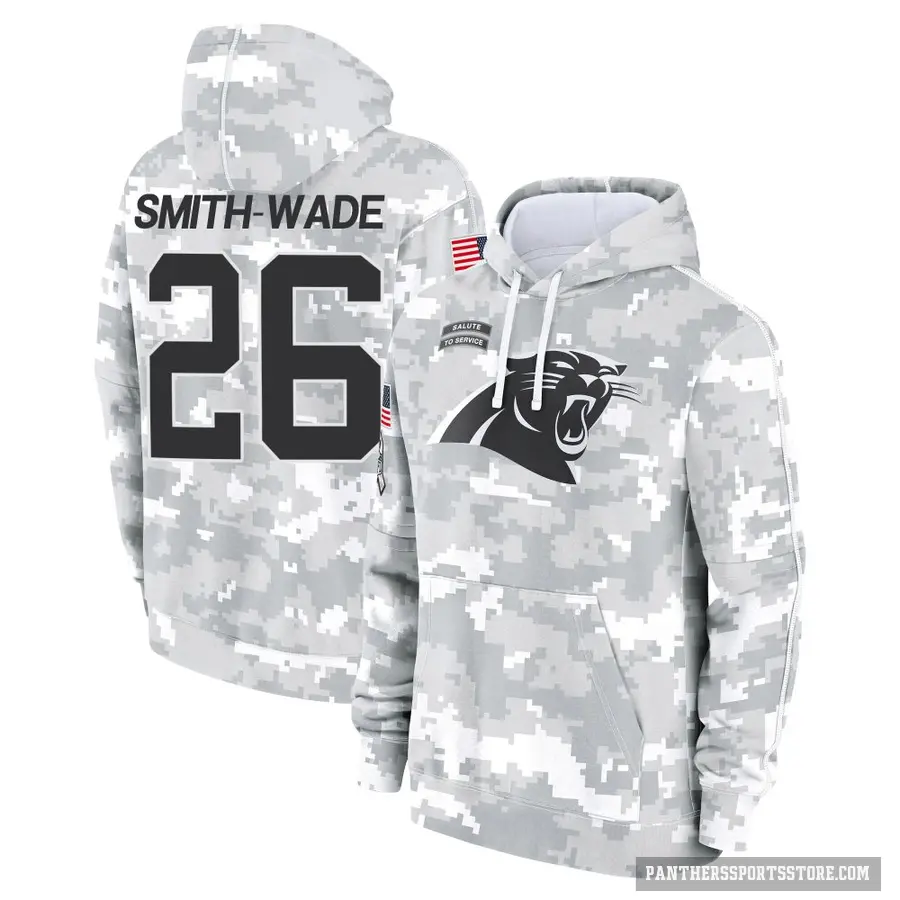 Youth ＃26 Chau Smith-Wade Carolina Panthers Arctic Camo 2024 Salute to Service Club Fleece Pullover Hoodie