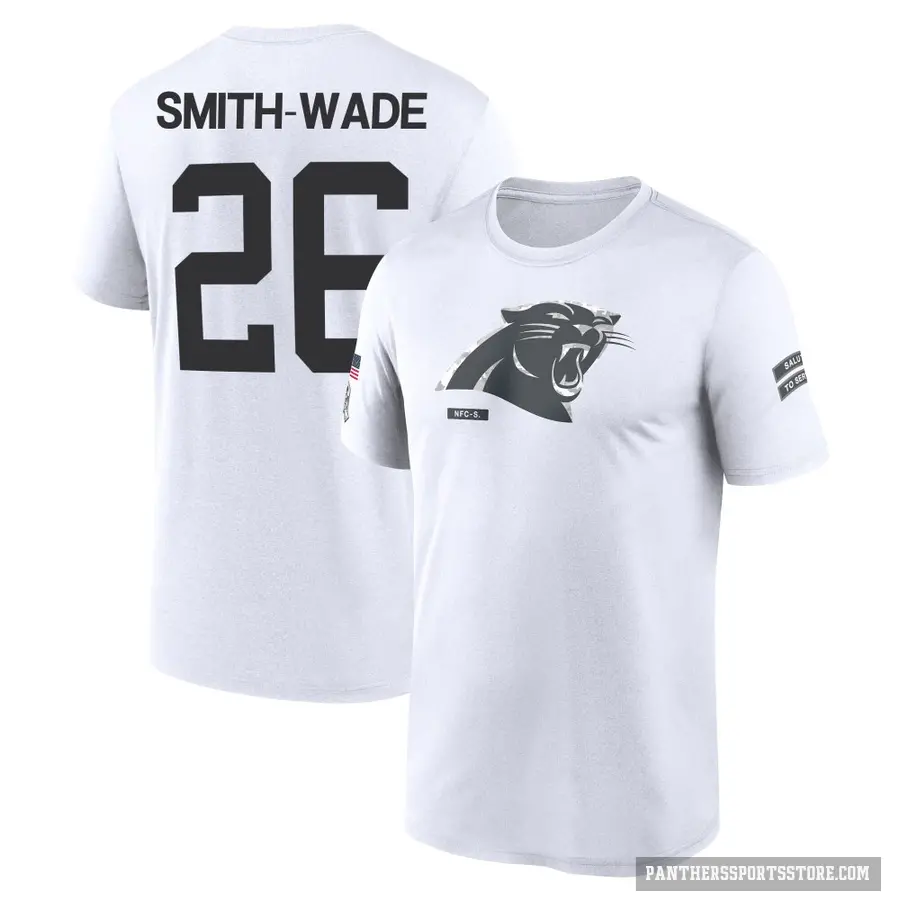 Youth ＃26 Chau Smith-Wade Carolina Panthers White 2024 Salute to Service Performance T-Shirt