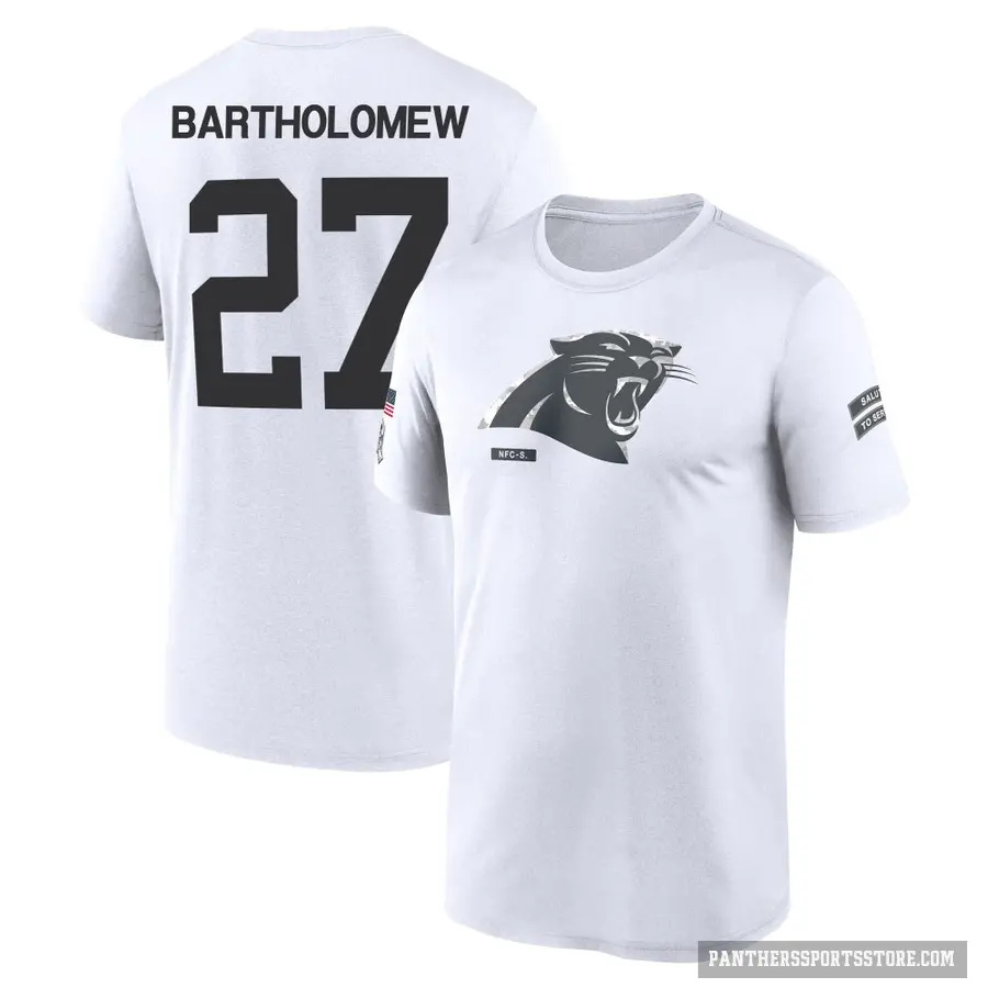 Youth ＃27 Shemar Bartholomew Carolina Panthers White 2024 Salute to Service Performance T-Shirt