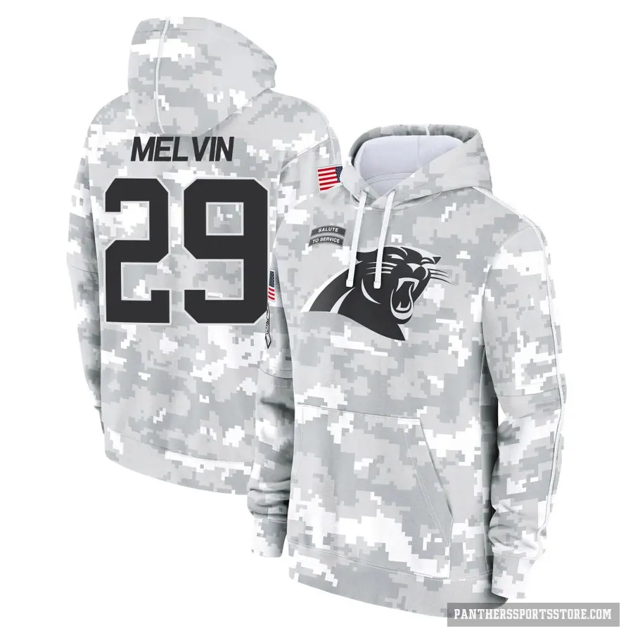 Youth ＃29 Rashaan Melvin Carolina Panthers Arctic Camo 2024 Salute to Service Club Fleece Pullover Hoodie
