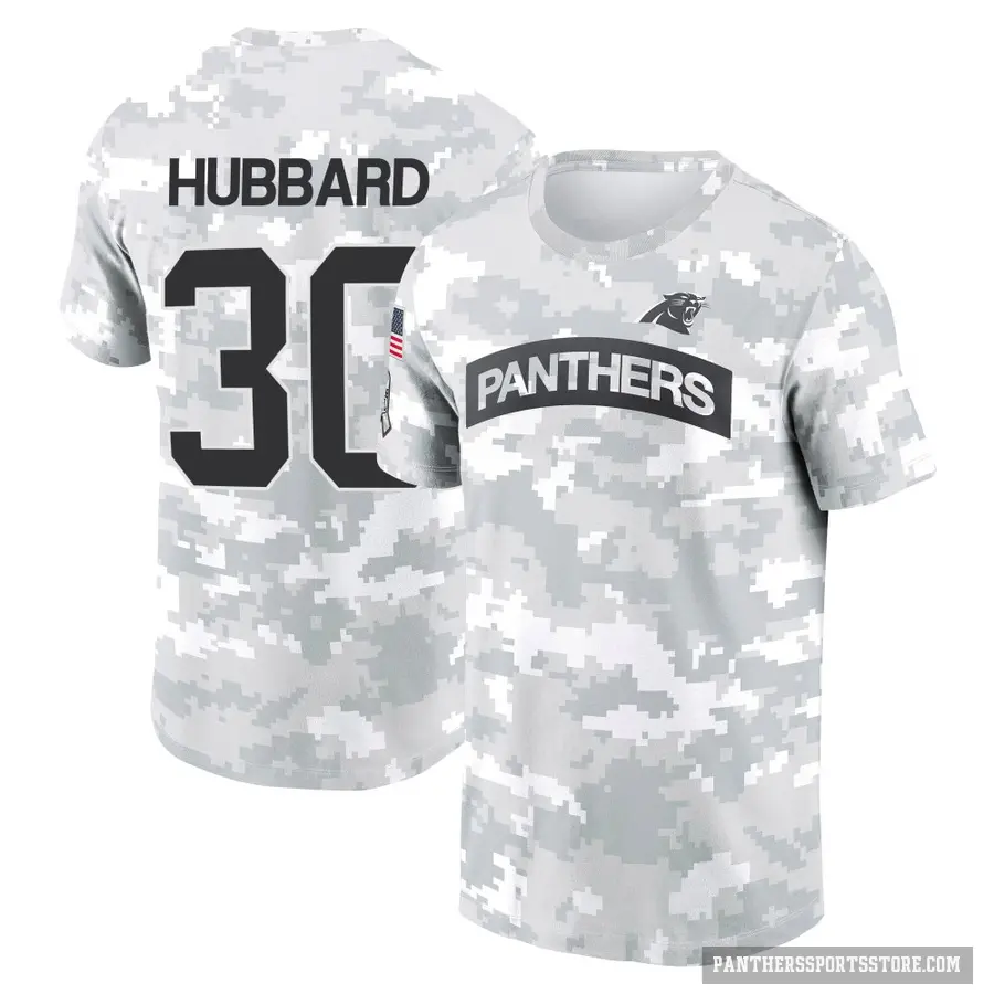 Youth ＃30 Chuba Hubbard Carolina Panthers Camo Arctic 2024 Salute to Service Performance T-Shirt