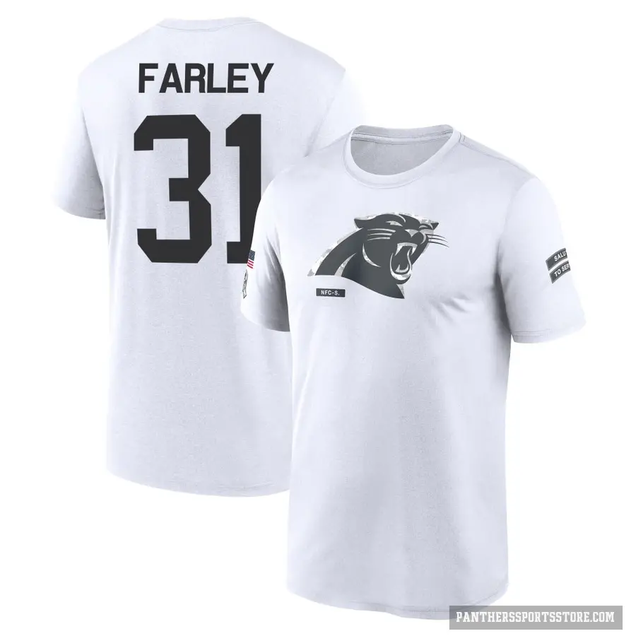 Youth ＃31 Caleb Farley Carolina Panthers White 2024 Salute to Service Performance T-Shirt