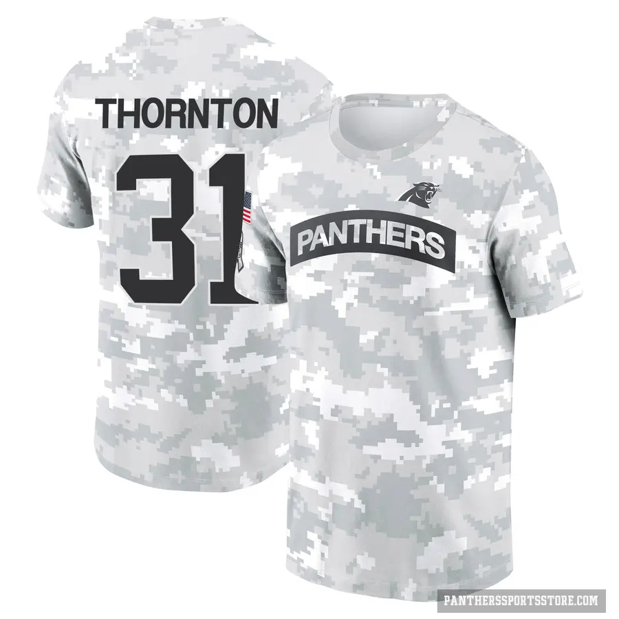 Youth ＃31 Corey Thornton Carolina Panthers Camo Arctic 2024 Salute to Service Performance T-Shirt