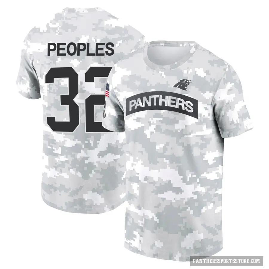 Youth ＃32 Camerun Peoples Carolina Panthers Camo Arctic 2024 Salute to Service Performance T-Shirt