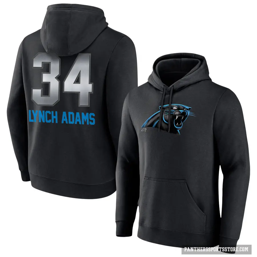 Youth ＃34 Kay'Ron Lynch-Adams Carolina Panthers Black Midnight Mascot Pullover Hoodie