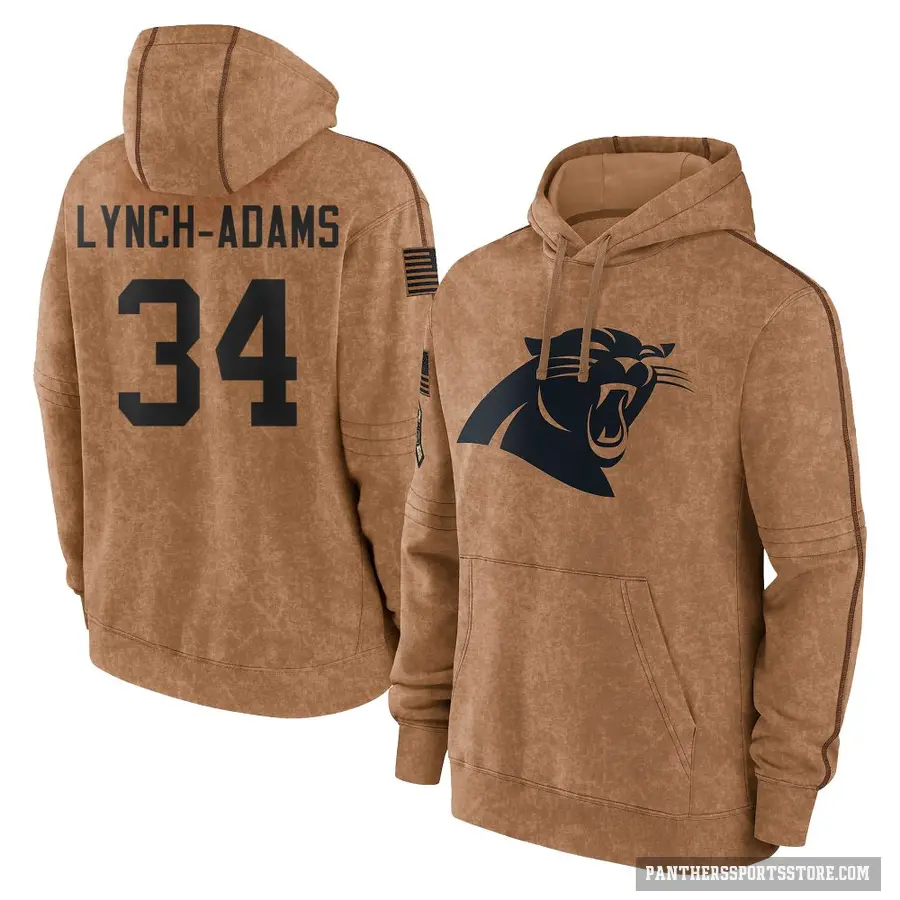 Youth ＃34 Kay'Ron Lynch-Adams Carolina Panthers Brown 2023 Salute To Service Club Pullover Hoodie