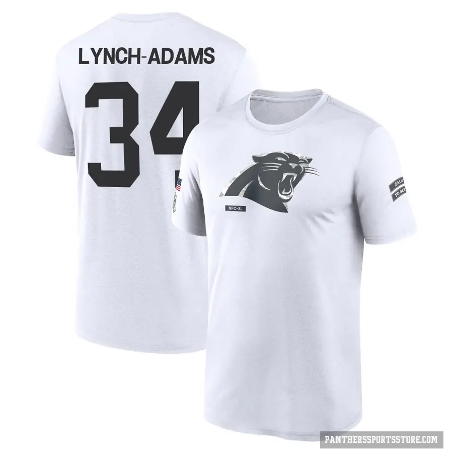 Youth ＃34 Kay'Ron Lynch-Adams Carolina Panthers White 2024 Salute to Service Performance T-Shirt
