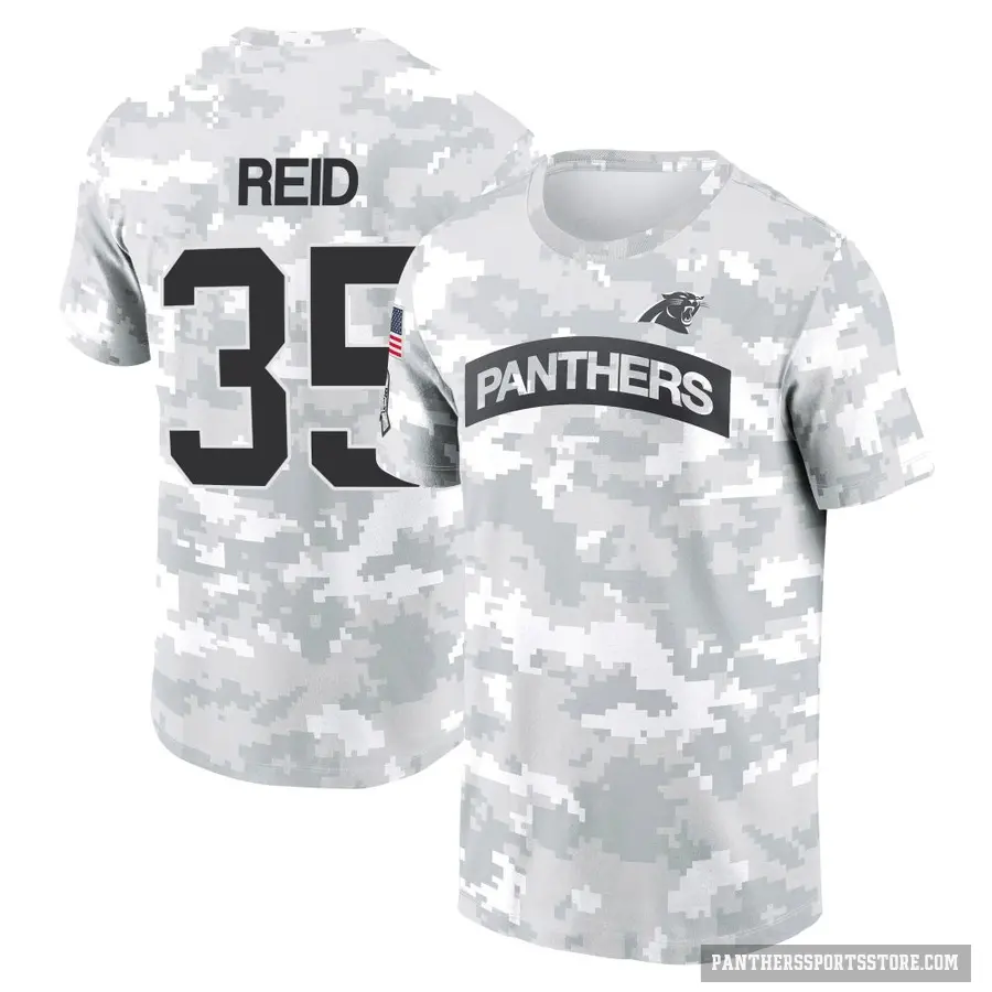 Youth ＃35 Mike Reid Carolina Panthers Camo Arctic 2024 Salute to Service Performance T-Shirt