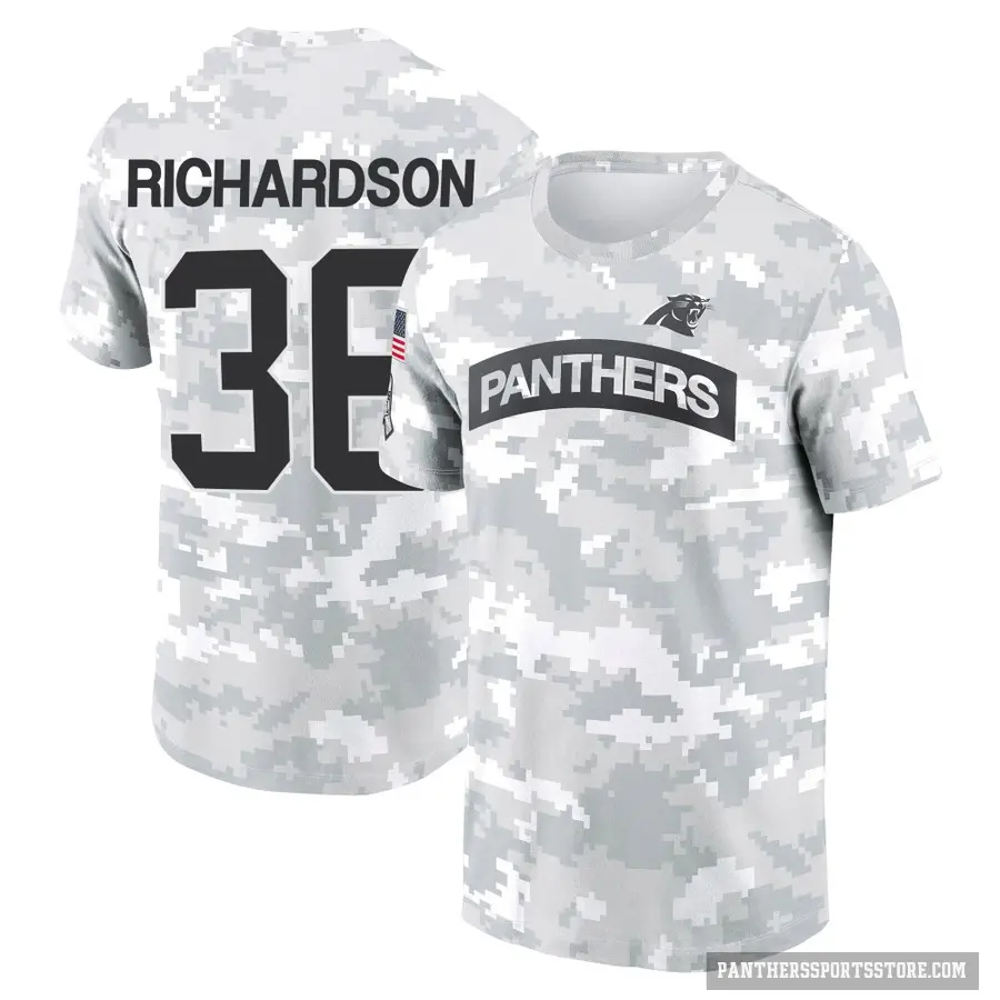 Youth ＃36 Demani Richardson Carolina Panthers Camo Arctic 2024 Salute to Service Performance T-Shirt
