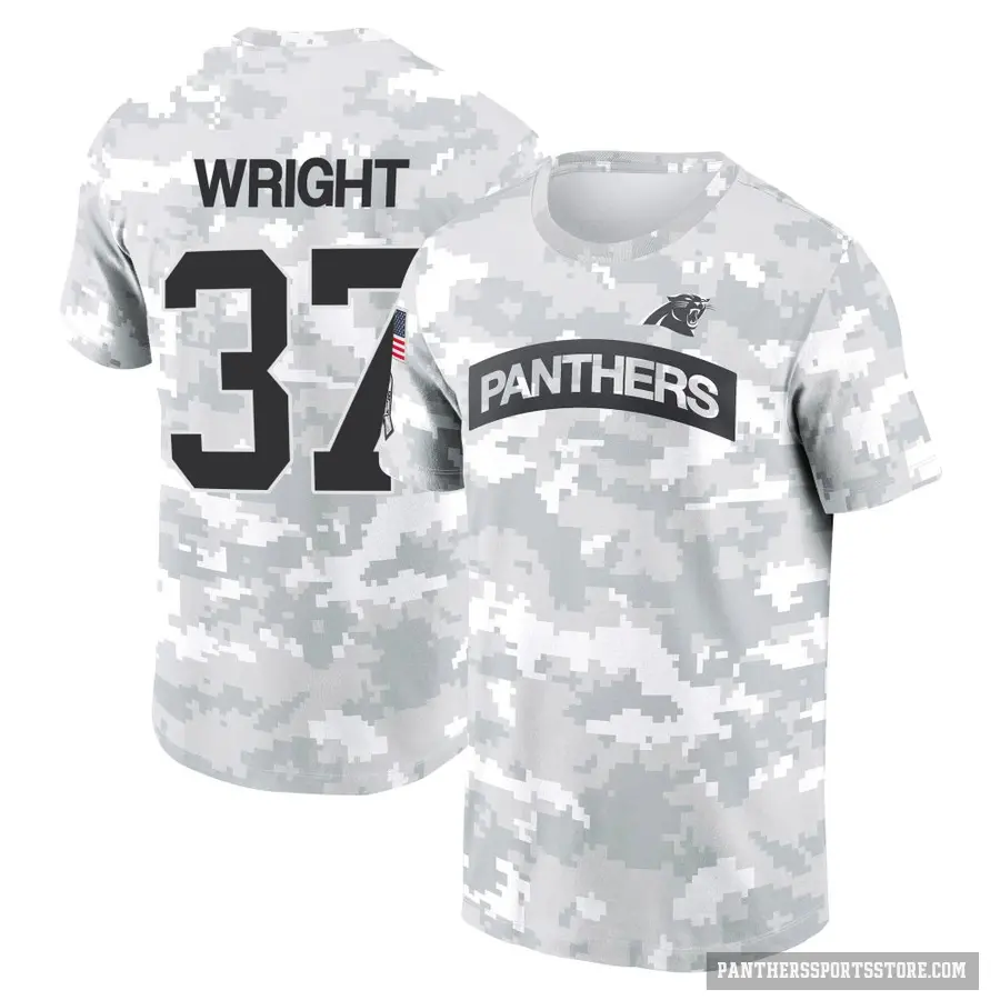 Youth ＃37 Matthew Wright Carolina Panthers Camo Arctic 2024 Salute to Service Performance T-Shirt