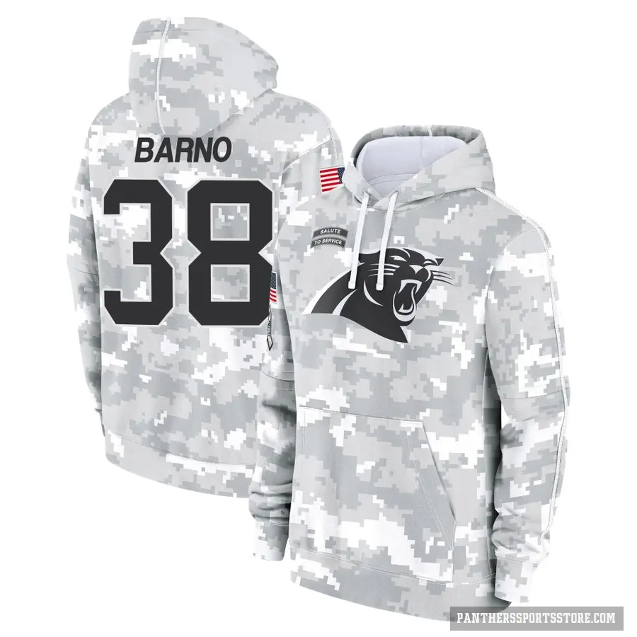 Youth ＃38 Amare Barno Carolina Panthers Arctic Camo 2024 Salute to Service Club Fleece Pullover Hoodie