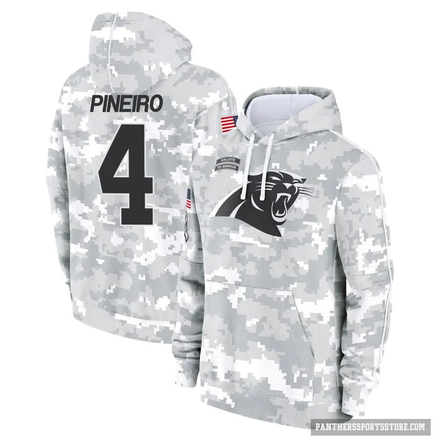 Youth ＃4 Eddy Pineiro Carolina Panthers Arctic Camo 2024 Salute to Service Club Fleece Pullover Hoodie