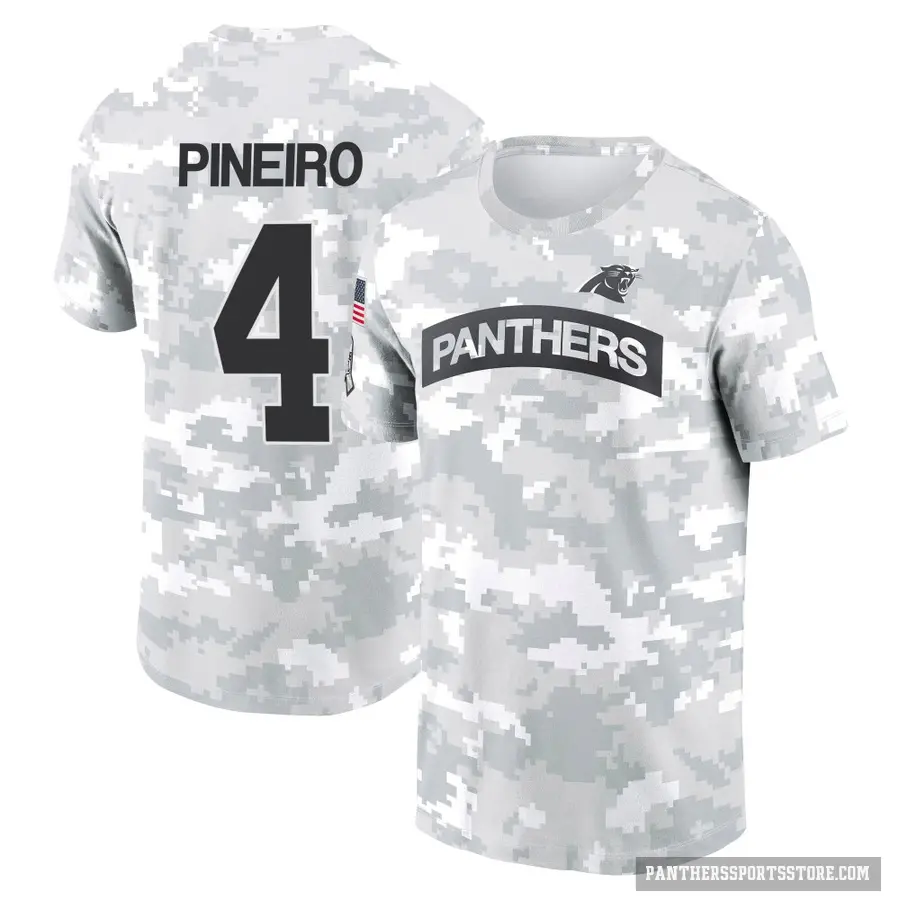 Youth ＃4 Eddy Pineiro Carolina Panthers Camo Arctic 2024 Salute to Service Performance T-Shirt