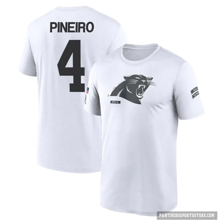 Youth ＃4 Eddy Pineiro Carolina Panthers White 2024 Salute to Service Performance T-Shirt