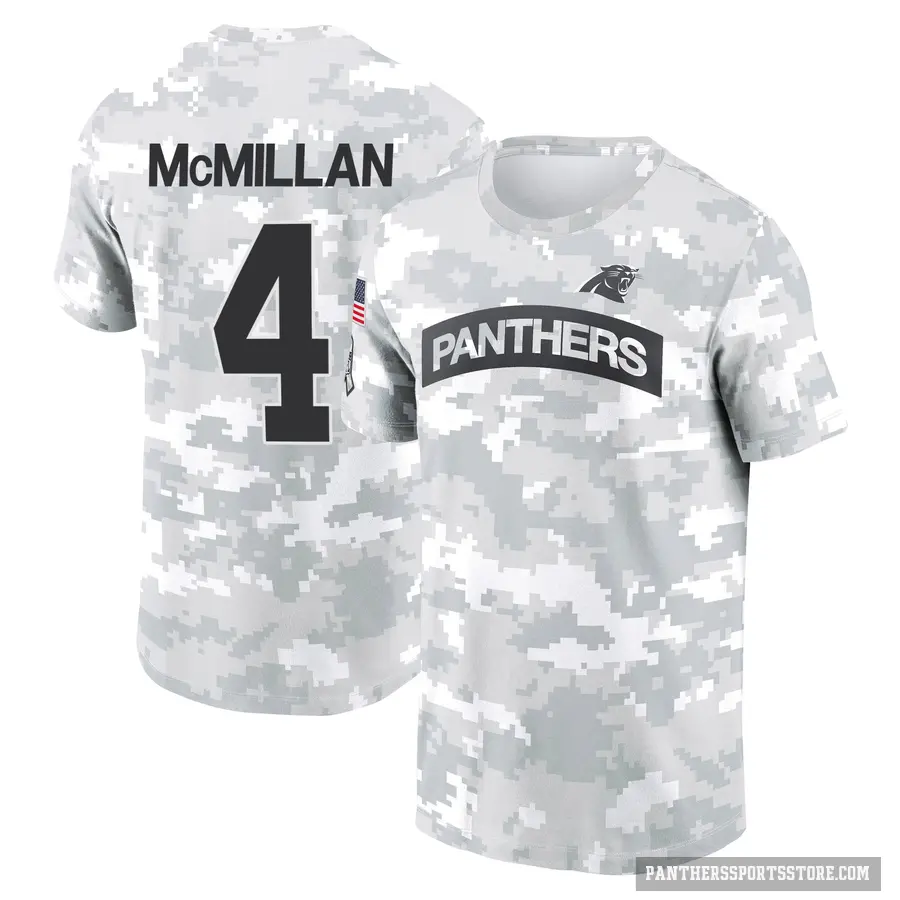 Youth ＃4 Tetairoa McMillan Carolina Panthers Camo Arctic 2024 Salute to Service Performance T-Shirt