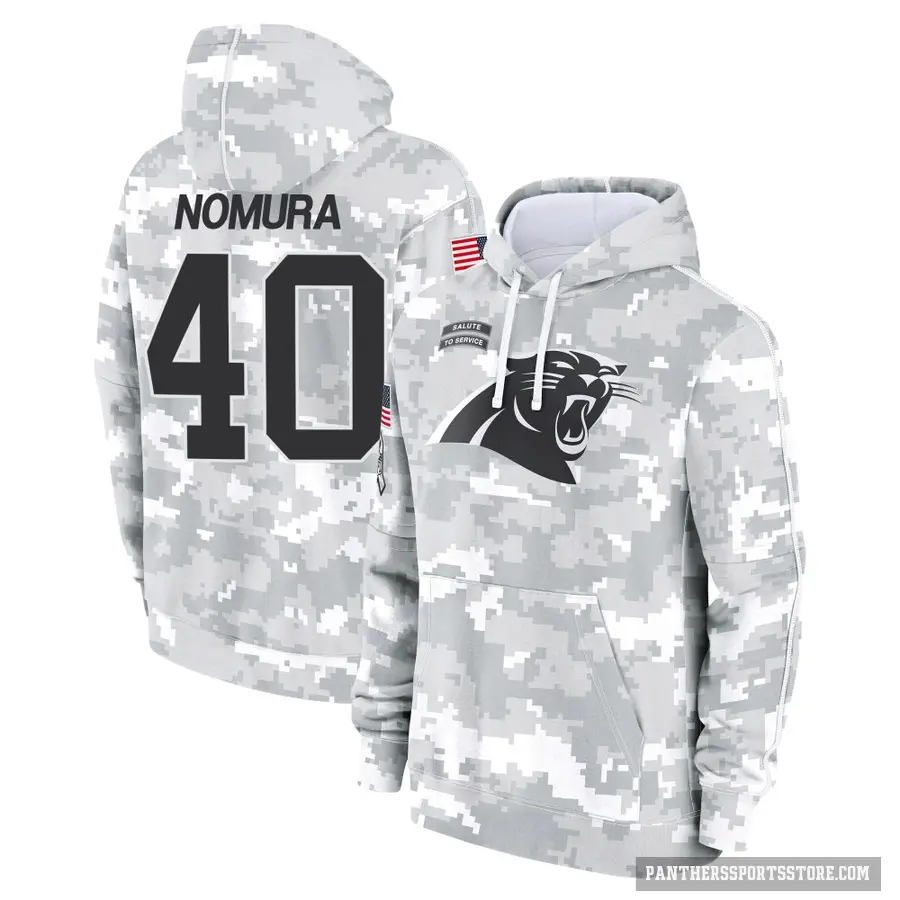 Youth ＃40 Tuasivi Nomura Carolina Panthers Arctic Camo 2024 Salute to Service Club Fleece Pullover Hoodie