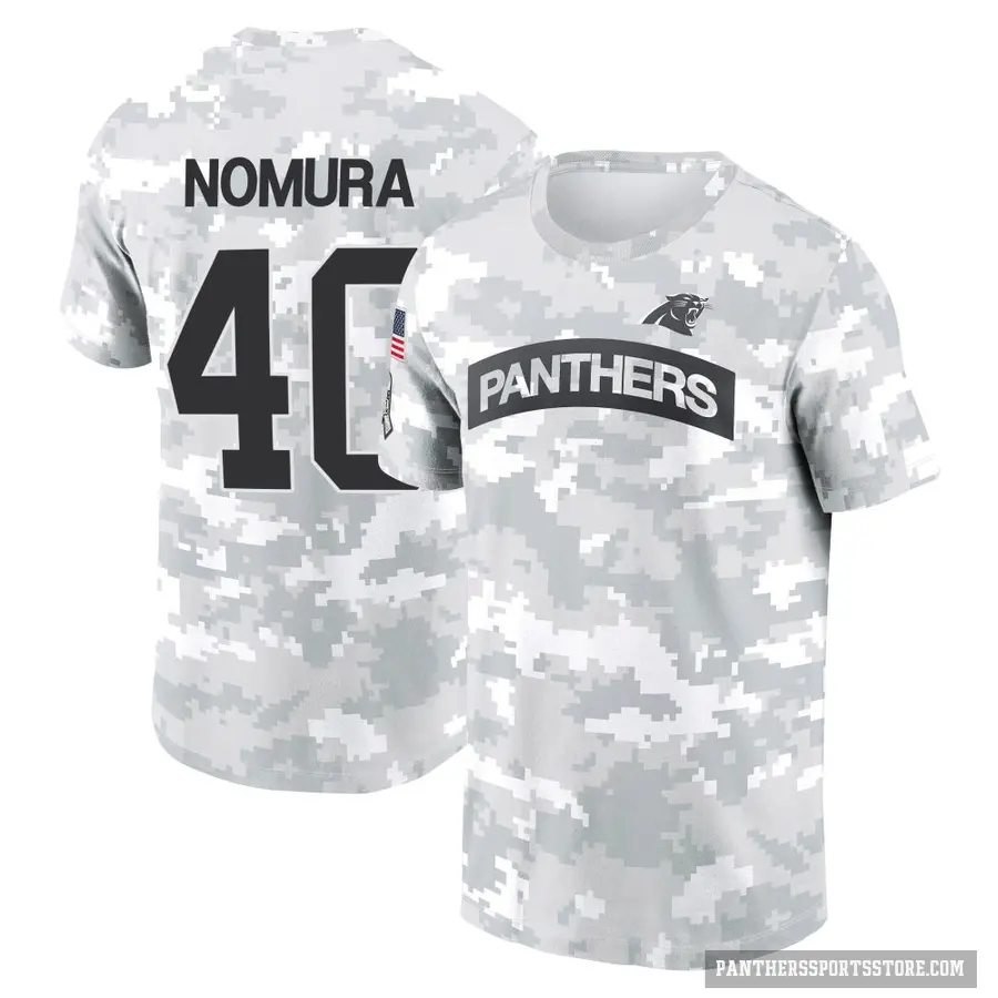 Youth ＃40 Tuasivi Nomura Carolina Panthers Camo Arctic 2024 Salute to Service Performance T-Shirt