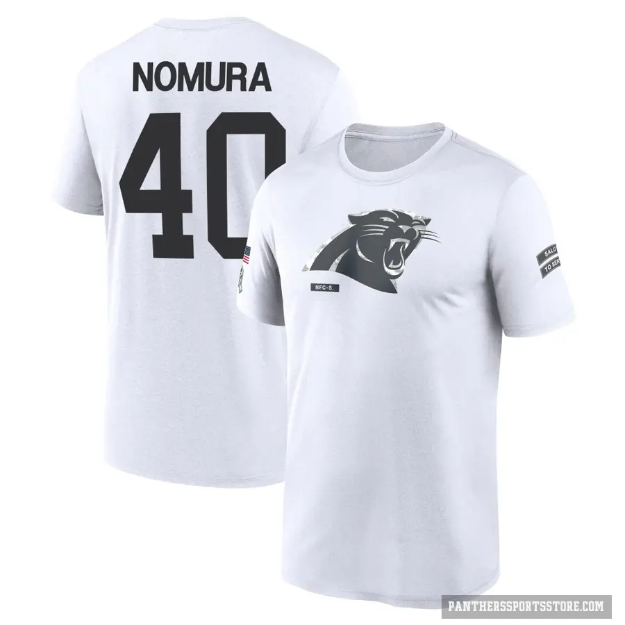 Youth ＃40 Tuasivi Nomura Carolina Panthers White 2024 Salute to Service Performance T-Shirt