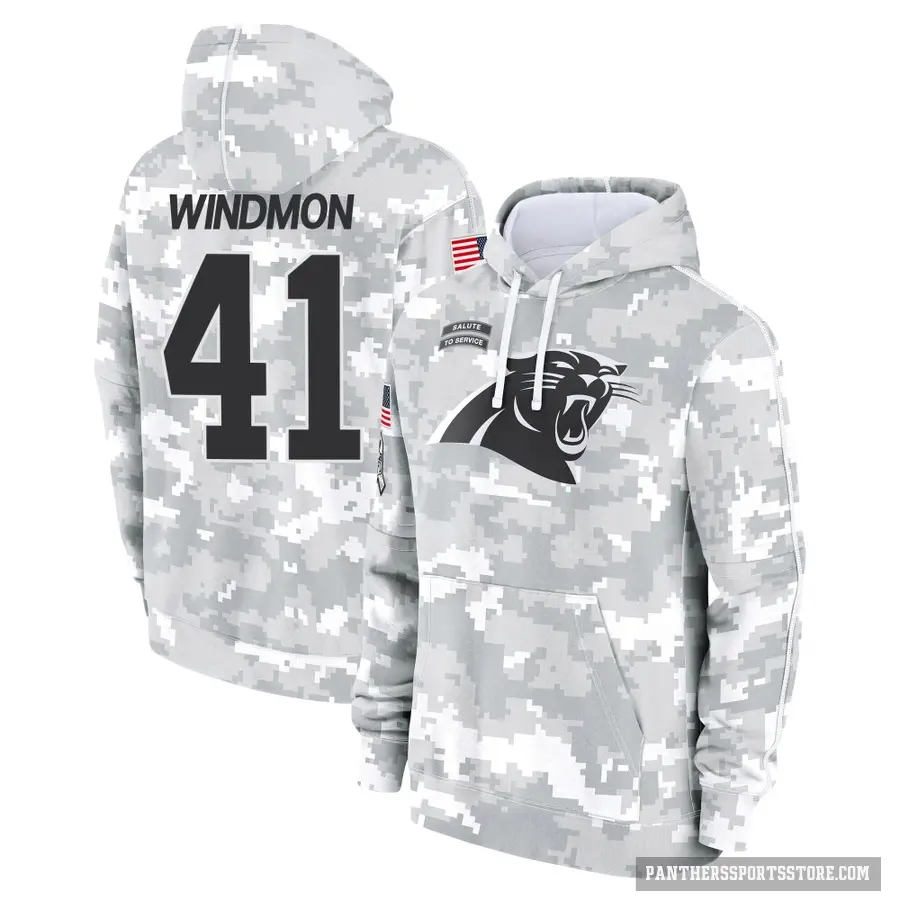 Youth ＃41 Jacoby Windmon Carolina Panthers Arctic Camo 2024 Salute to Service Club Fleece Pullover Hoodie