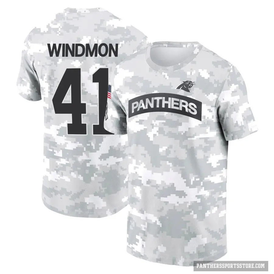 Youth ＃41 Jacoby Windmon Carolina Panthers Camo Arctic 2024 Salute to Service Performance T-Shirt