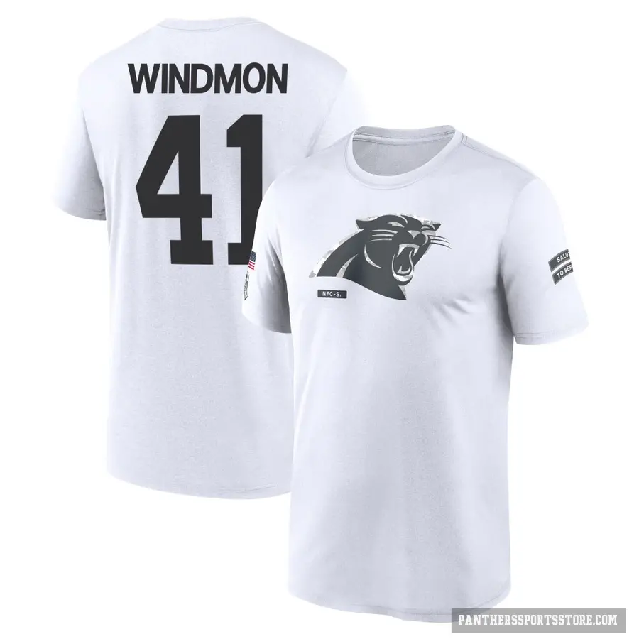 Youth ＃41 Jacoby Windmon Carolina Panthers White 2024 Salute to Service Performance T-Shirt