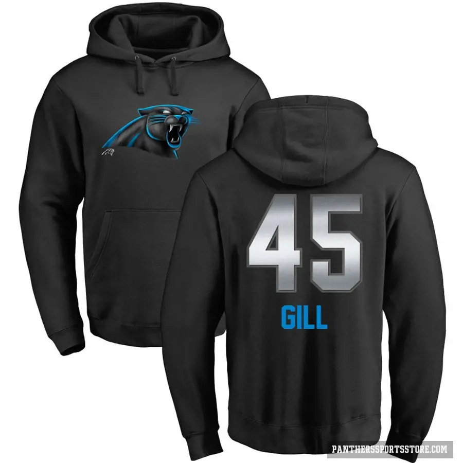 Youth ＃45 Cam Gill Carolina Panthers Black Midnight Mascot Pullover Hoodie
