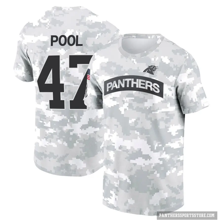Youth ＃47 Bumper Pool Carolina Panthers Camo Arctic 2024 Salute to Service Performance T-Shirt
