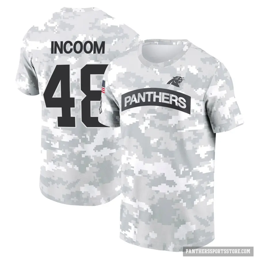 Youth ＃48 Thomas Incoom Carolina Panthers Camo Arctic 2024 Salute to Service Performance T-Shirt