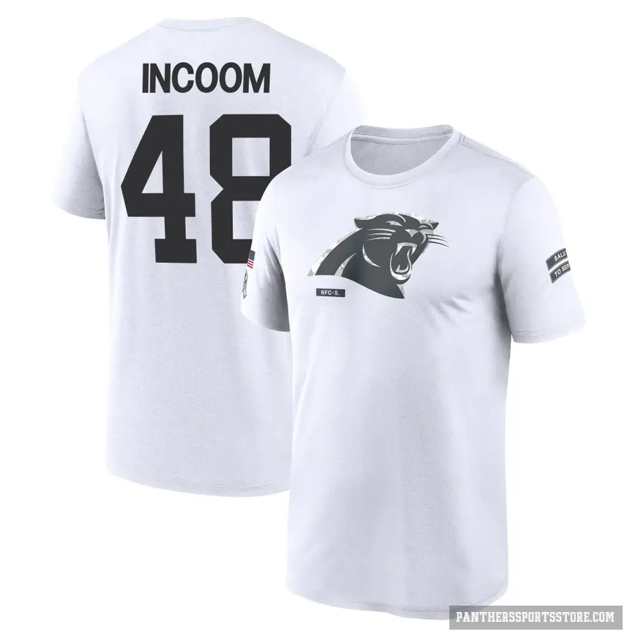Youth ＃48 Thomas Incoom Carolina Panthers White 2024 Salute to Service Performance T-Shirt