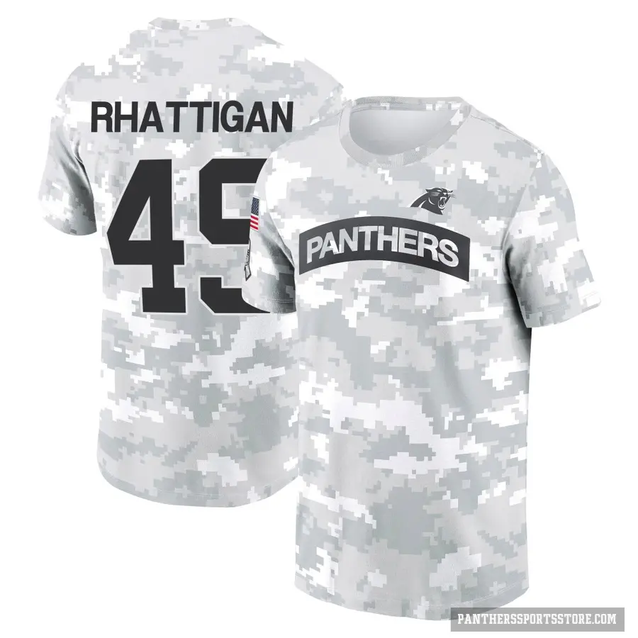 Youth ＃49 Jon Rhattigan Carolina Panthers Camo Arctic 2024 Salute to Service Performance T-Shirt