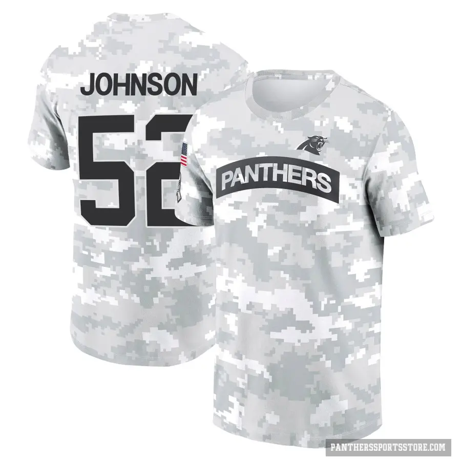Youth ＃52 DJ Johnson Carolina Panthers Camo Arctic 2024 Salute to Service Performance T-Shirt